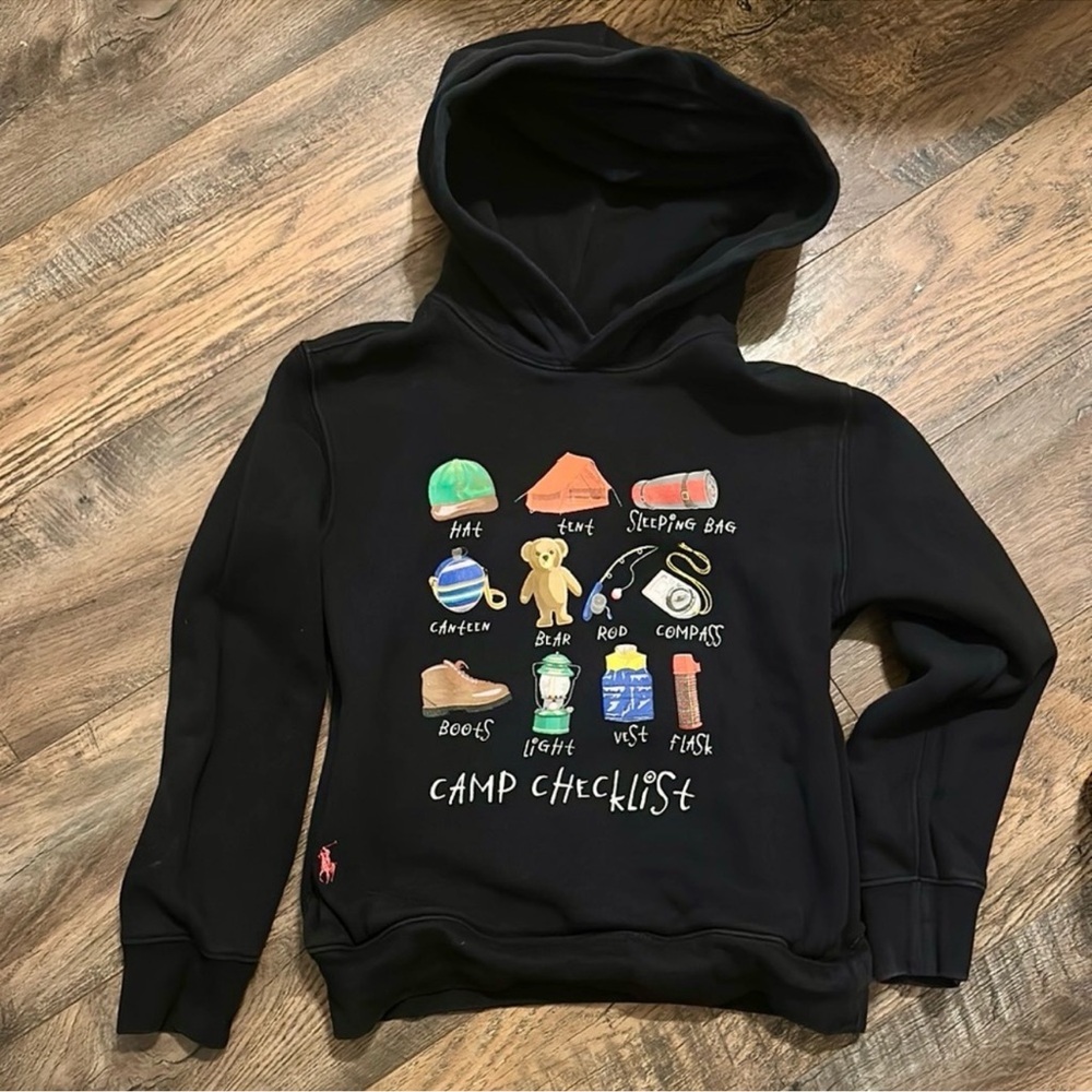 Polo by Ralph Lauren Black Graphic Hoodie Sweatshirt  size M